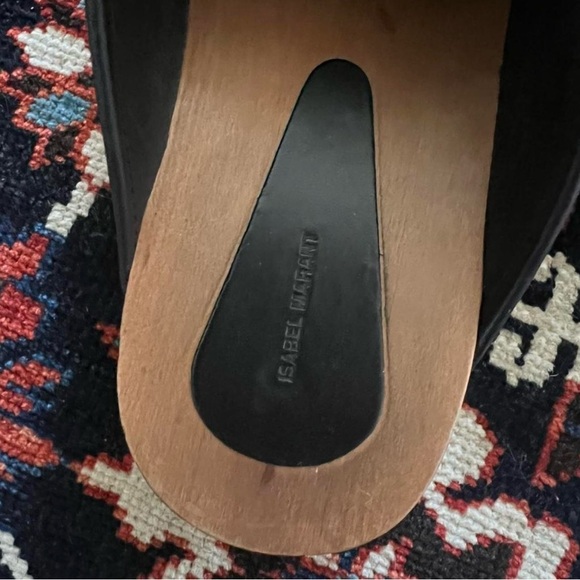 Isabel Marant Black Leather Clogs with Wooden Sole - Picture 4 of 5